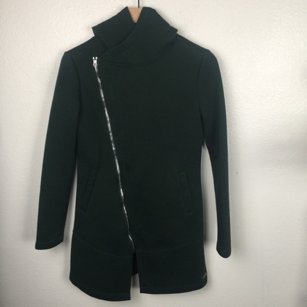 BETSEY JOHNSON asymmetrical green scuba sweater SZ XS